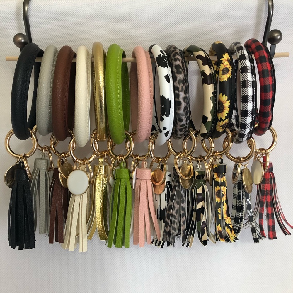 Wristlet Key Ring with Tassel and Gold Accessory